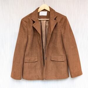 Oak + Fort Camel Brown Oversized Vegan Suede Blazer S (fits like oversized med)